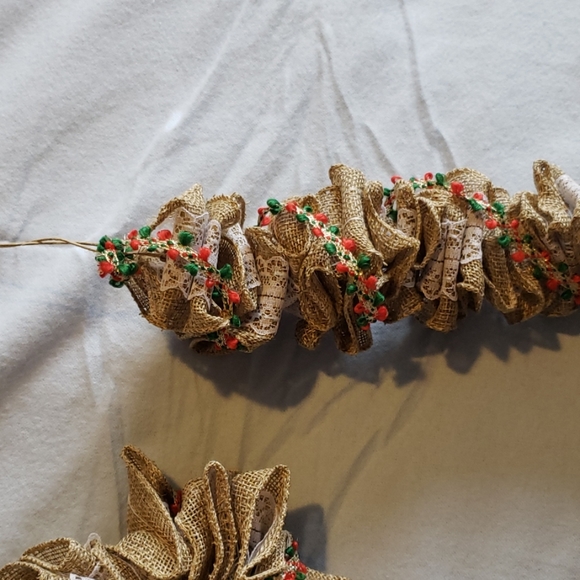 Newly Handmade 7 Foot Embellished Burlap Garland - Picture 4 of 8